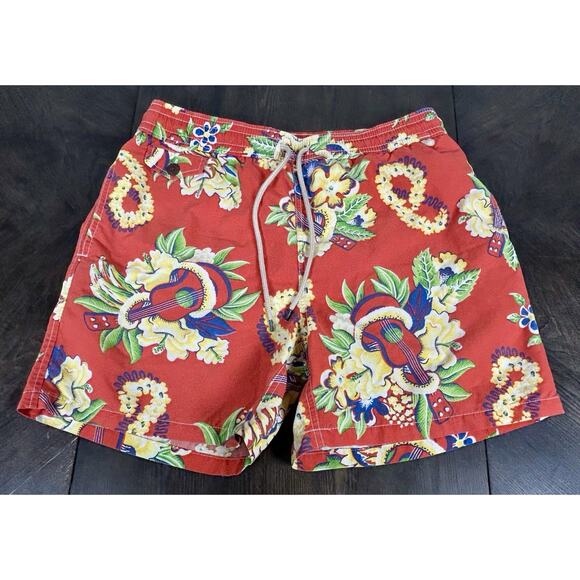 Polo Ralph Lauren Men's Swim Trunks L Red AOP Floral Tropical Drawstring Shorts - Picture 1 of 12